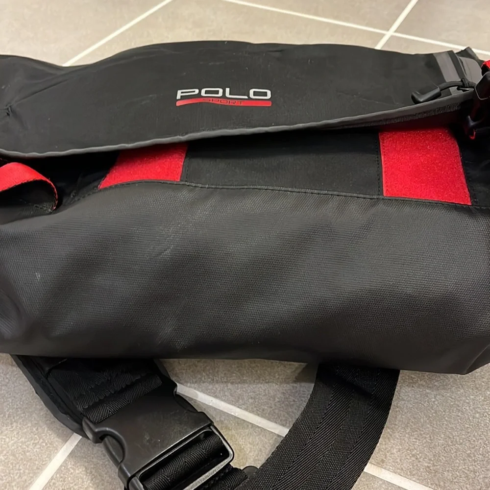 Polo Sport Ralph Lauren Messenger Commuter Bag shoulder laptop school bag black